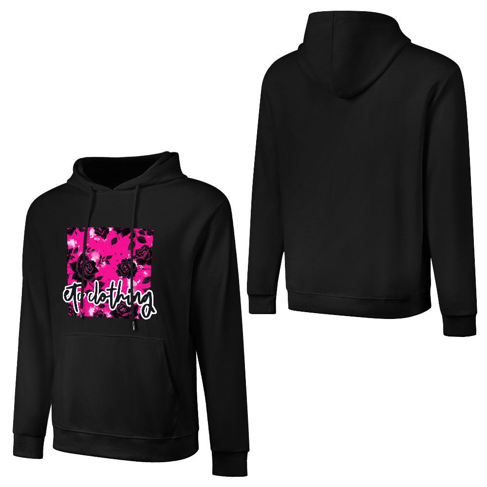 ETC Hot Pink Floral Noir Cotton Hoodie