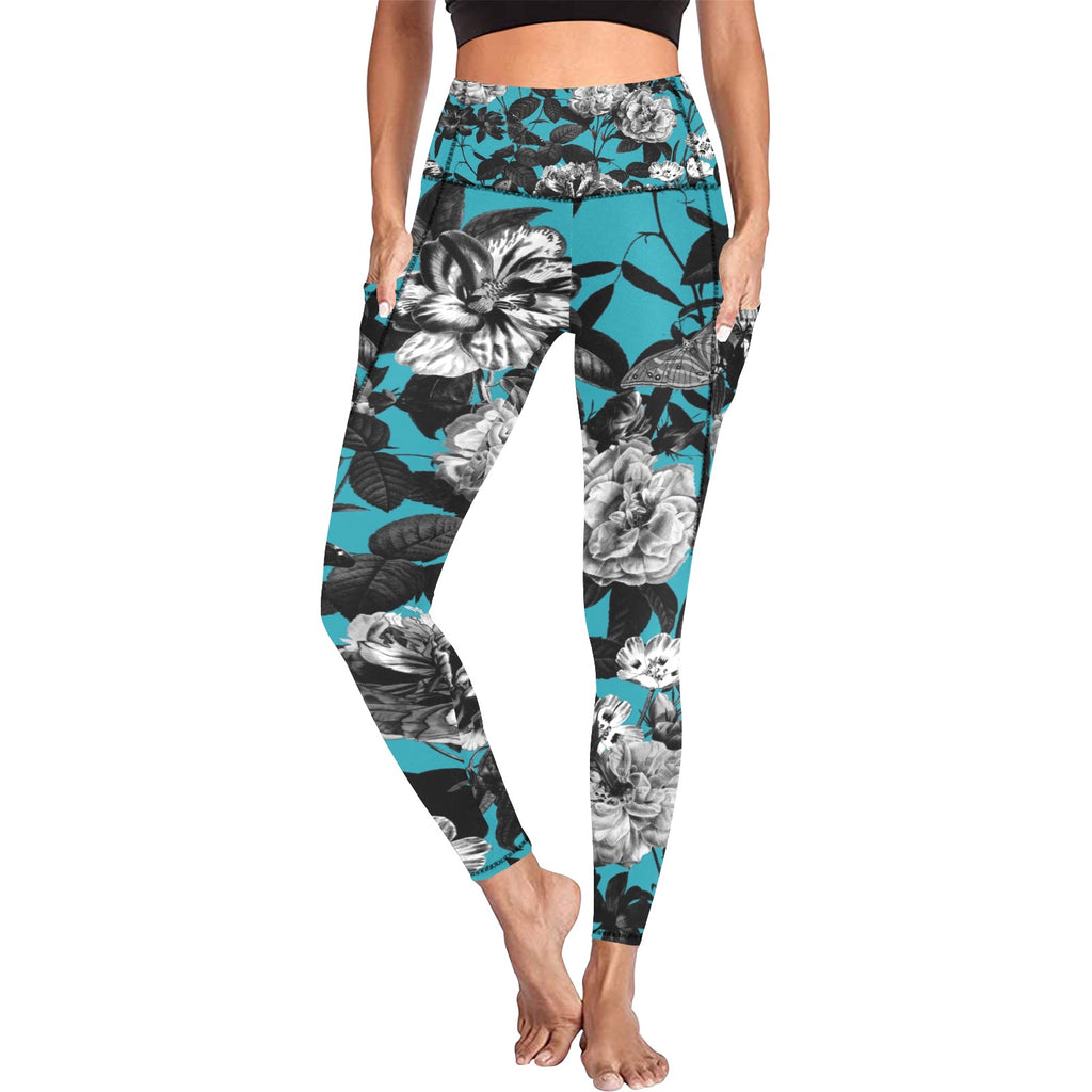 ETC Blue Floral Butterflies Leggings