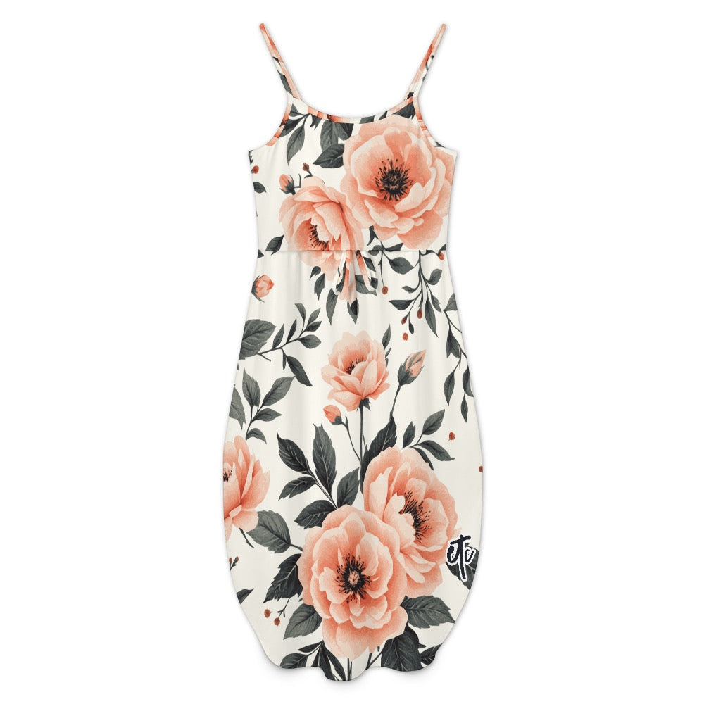 ETC Summer Floral Spaghetti Split Dress