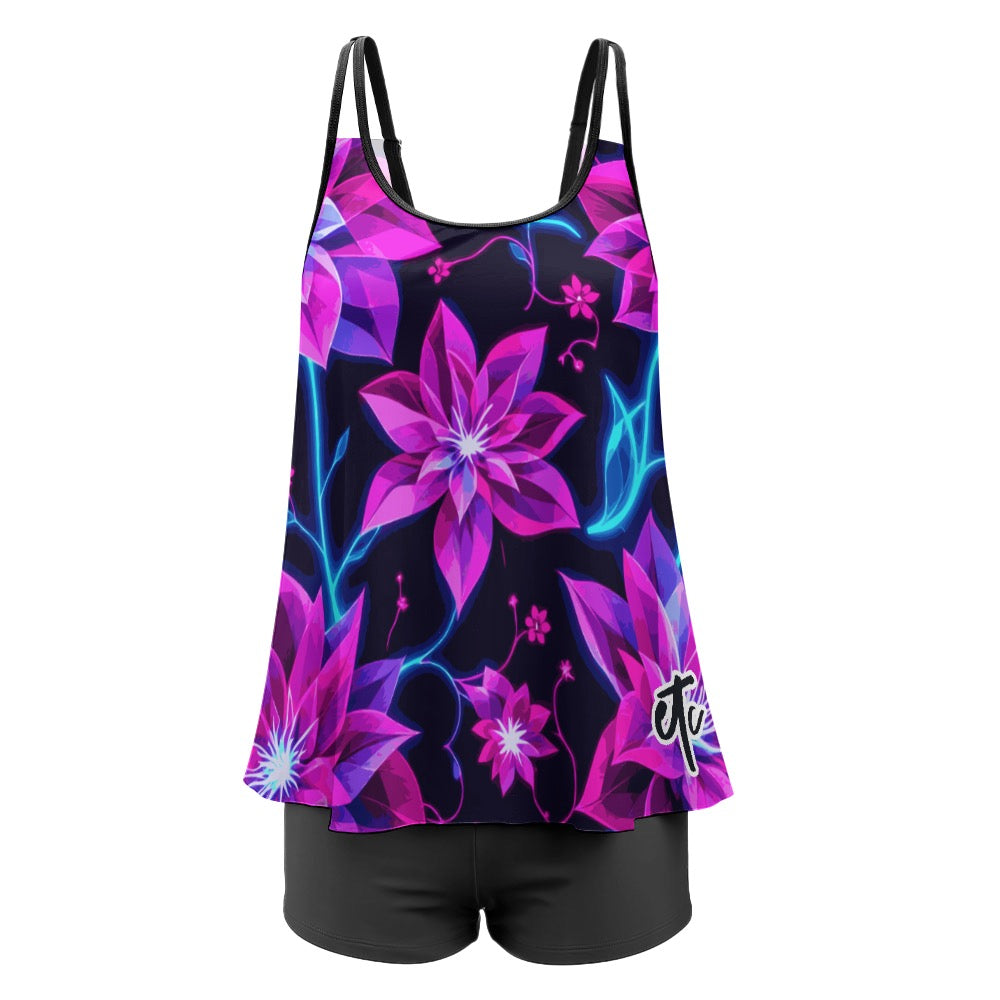 ETC Floral Neon Plus Size Tankini Set