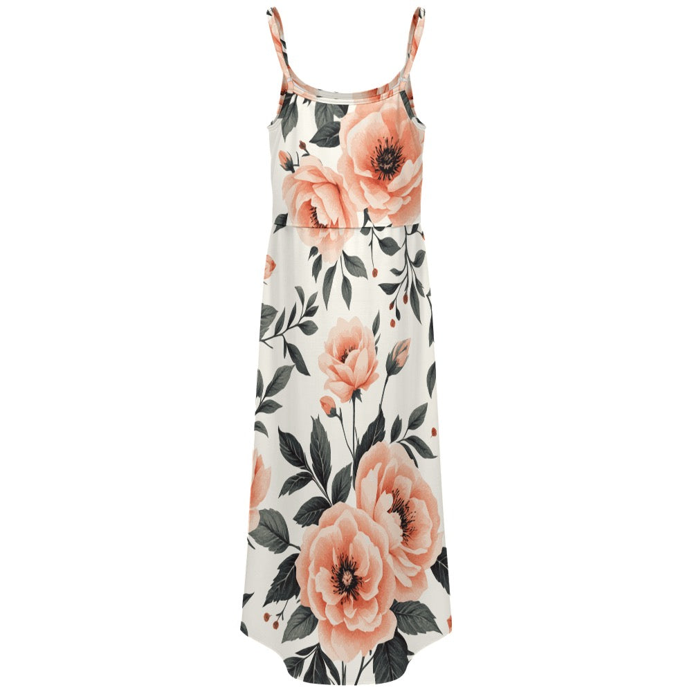 ETC Summer Floral Spaghetti Split Dress