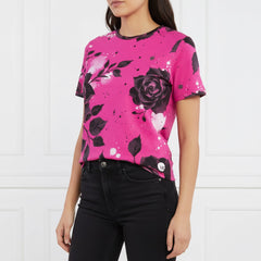 ETC Hot Pink Floral Noir Cotton Tee