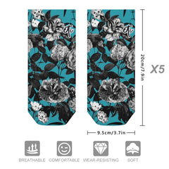 ETC  Blue Floral Butterflies Socks - 5 Pack