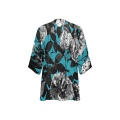 ETC Blue Floral Butterflies Kimono