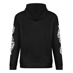 ETC Floral Cat Black Cotton Hoodie
