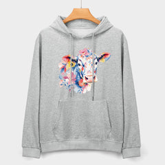 ETC Grey Floral Cow Cotton Hoodie