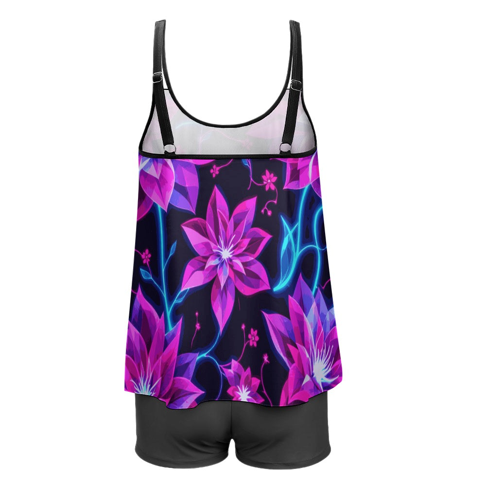 ETC Floral Neon Plus Size Tankini Set