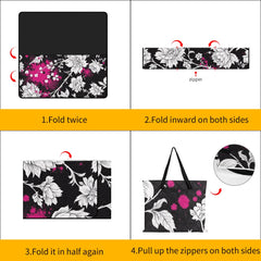 ETC Monochrome Floral Picnic Mat