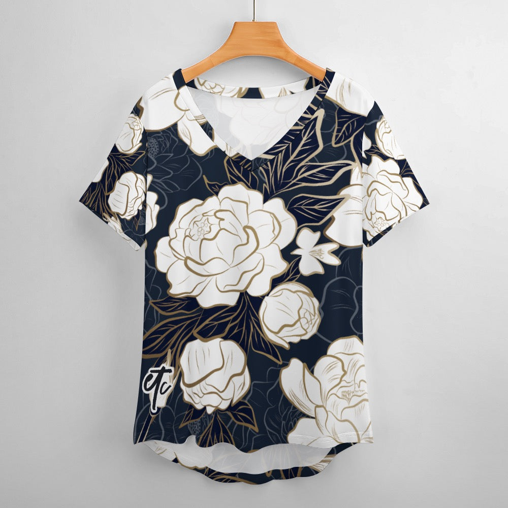 ETC Summer Peonies V NECK Tee