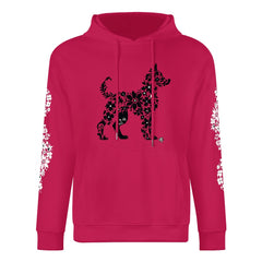 ETC Floral Dog Deep Pink Cotton Hoodie
