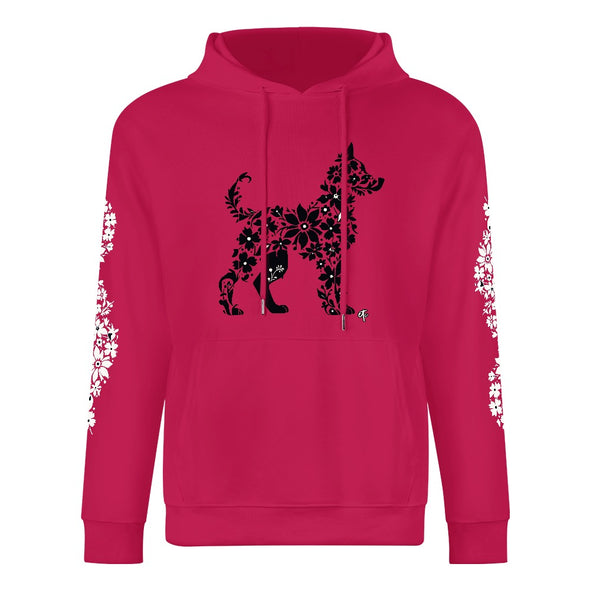 ETC Floral Dog Deep Pink Cotton Hoodie