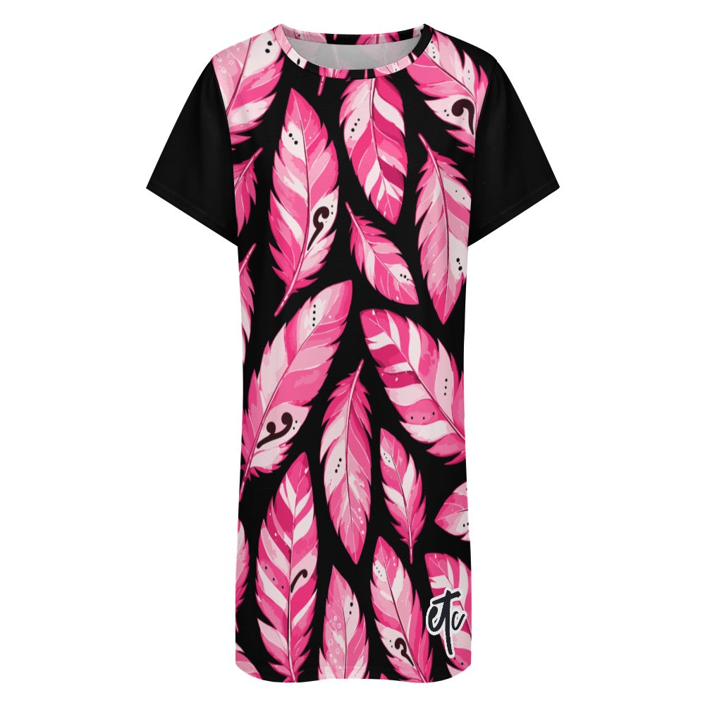 ETC Limited Edition Pink Feather Tee Dress