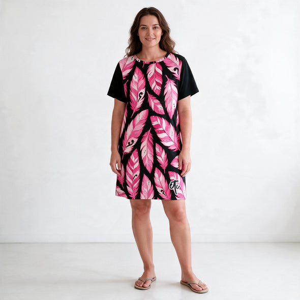 ETC Limited Edition Pink Feather Tee Dress