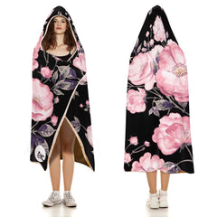 ETC Spring Peonies Hooded Blanket