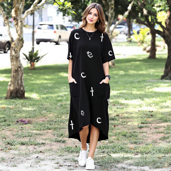 ETC Print Oversized Tee Dress