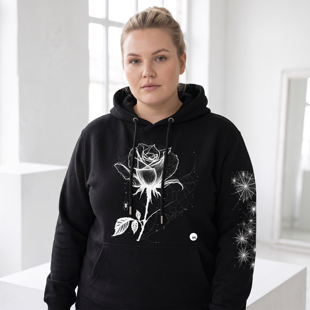 ETC Halloween Rose Black Cotton Hoodie