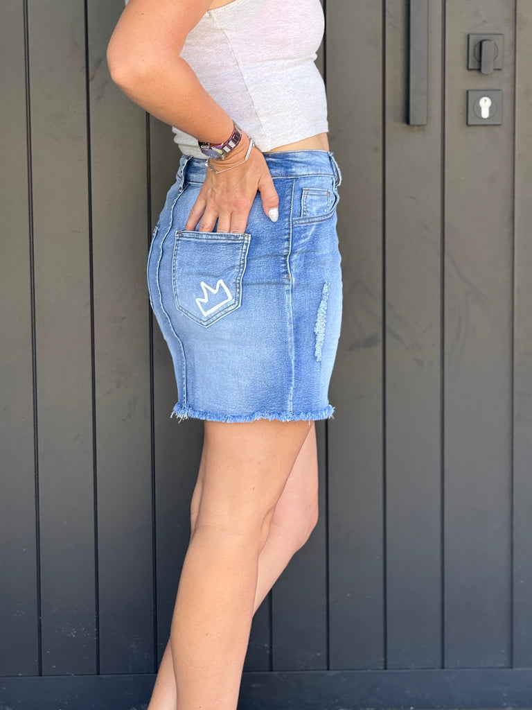 ETC Blue Stretch Denim Skirt