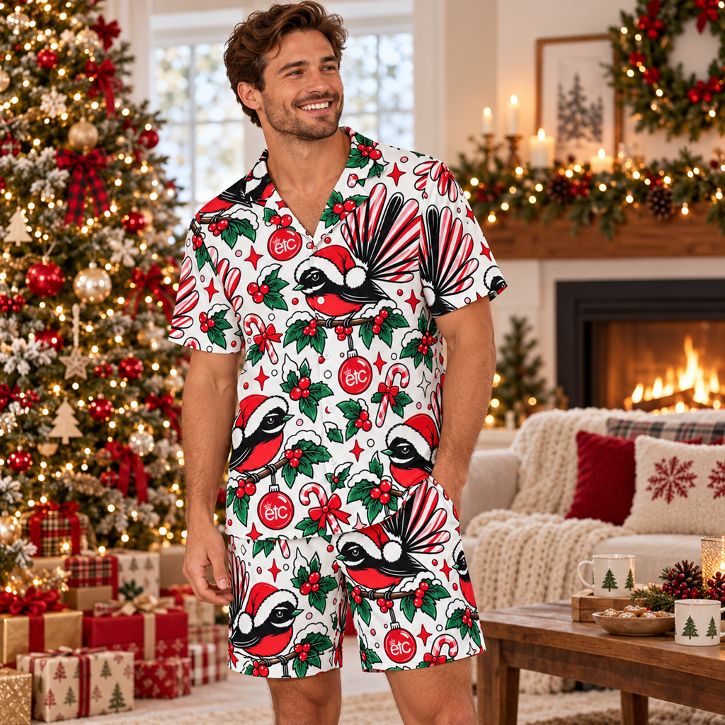 ETC Christmas Fantail Mens Silk PJs