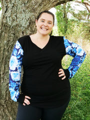 Vintage Navy Floral Chiffon Tee