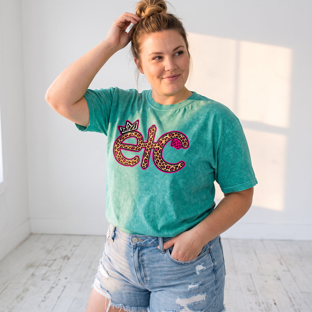ETC Leopard Print Vintage Tee - Mint