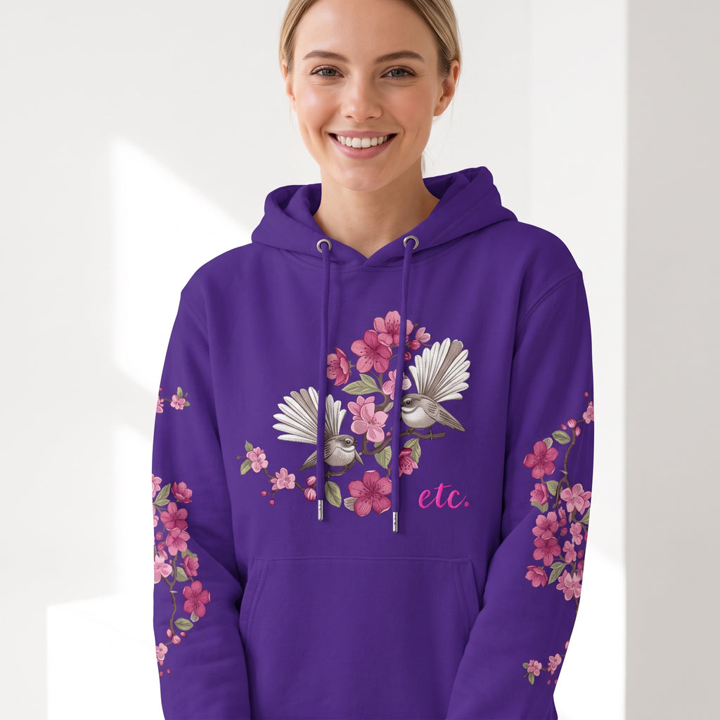 ETC Floral Fantail Purple Cotton hoodie