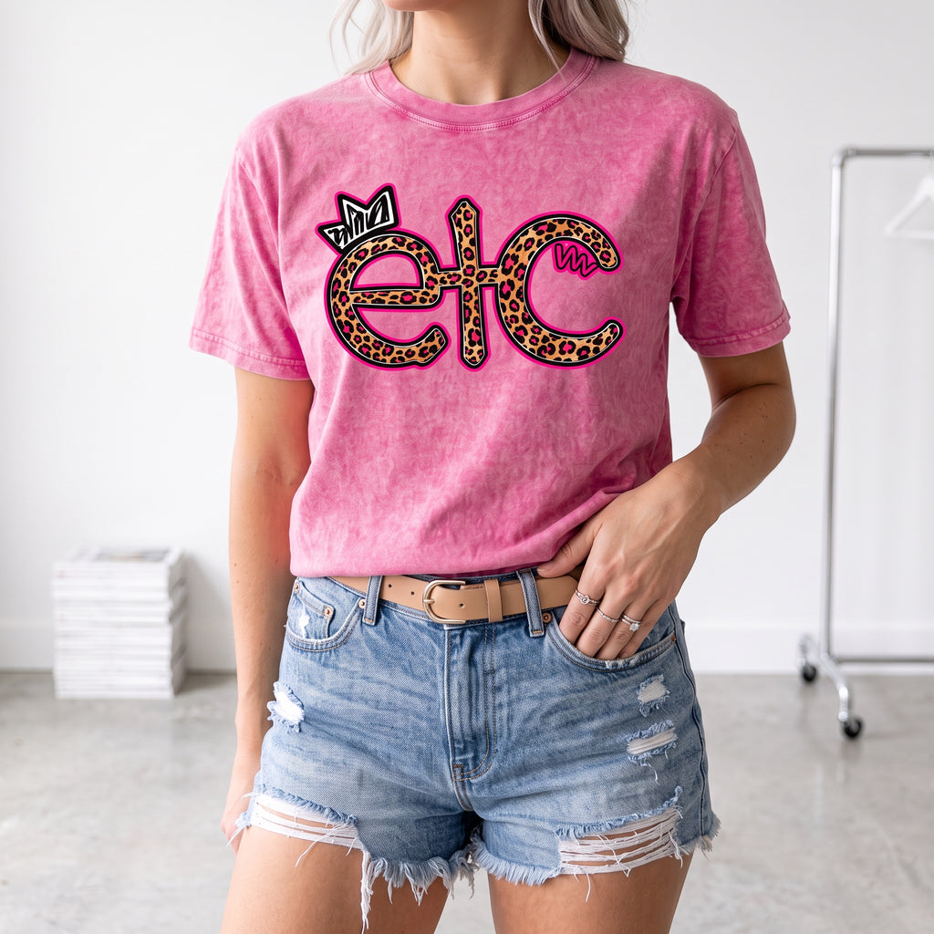 ETC Leopard Print Vintage Tee - Pink