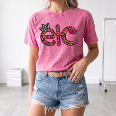 ETC Leopard Print Vintage Tee - Pink