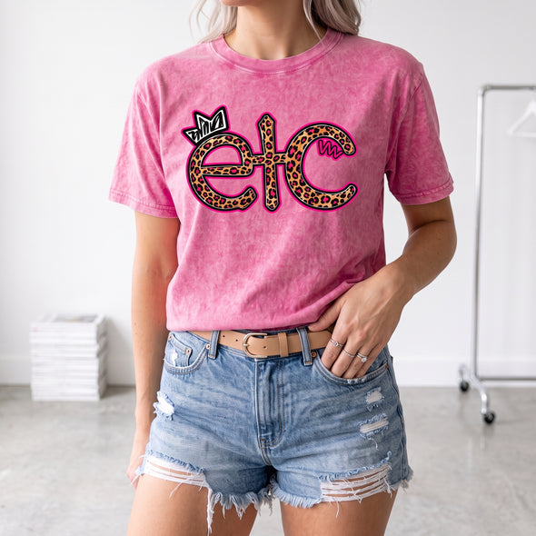 ETC Leopard Print Vintage Tee - Pink