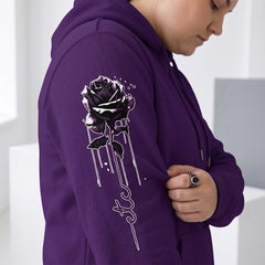 ETC Purple Dripping Rose Cotton Hoodie