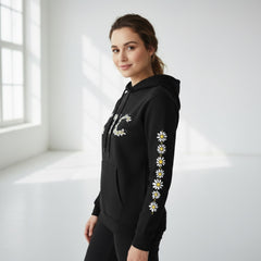 ETC Daisy Black Cotton Hoodie