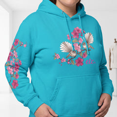 ETC Floral Fantail Sky Blue Cotton Hoodie