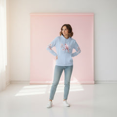 ETC Baby Blue - Pink Blossom Cotton Hoodie