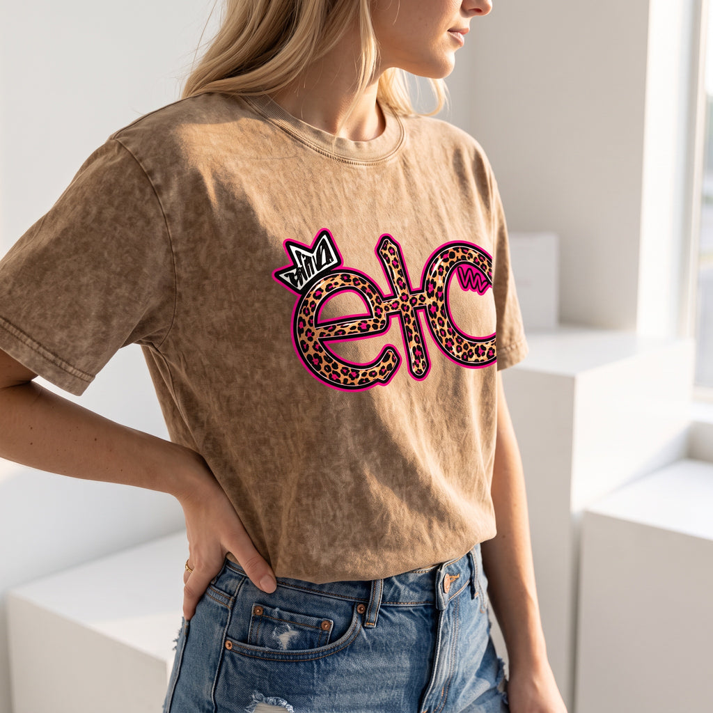ETC Leopard Print Vintage Tee - Brown