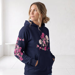 ETC EXCLUSIVE Floral fantail Navy Cotton Hoodie