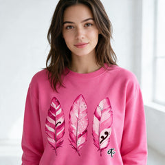 ETC Limited Edition Pink Feathers Cotton Crew