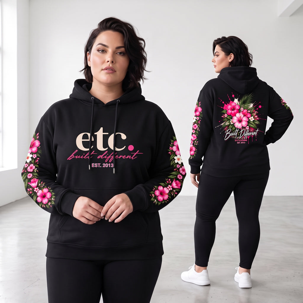 ETC Built Different Floral Cotton Hoodie