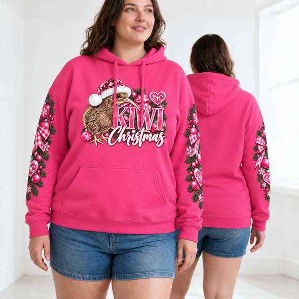 ETC Kiwi Christmas Pink Cotton Hoodie