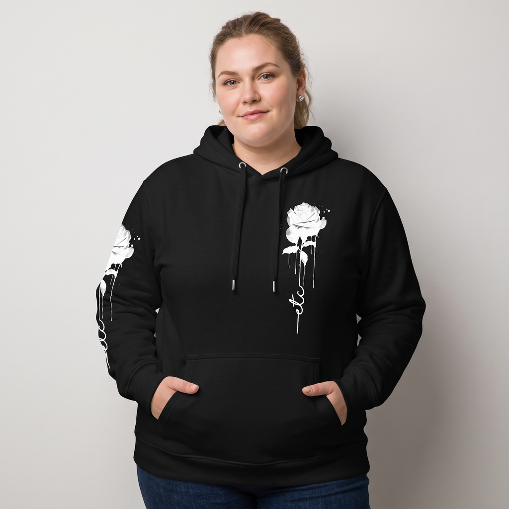 ETC Dripping Rose Black Cotton Hoodie