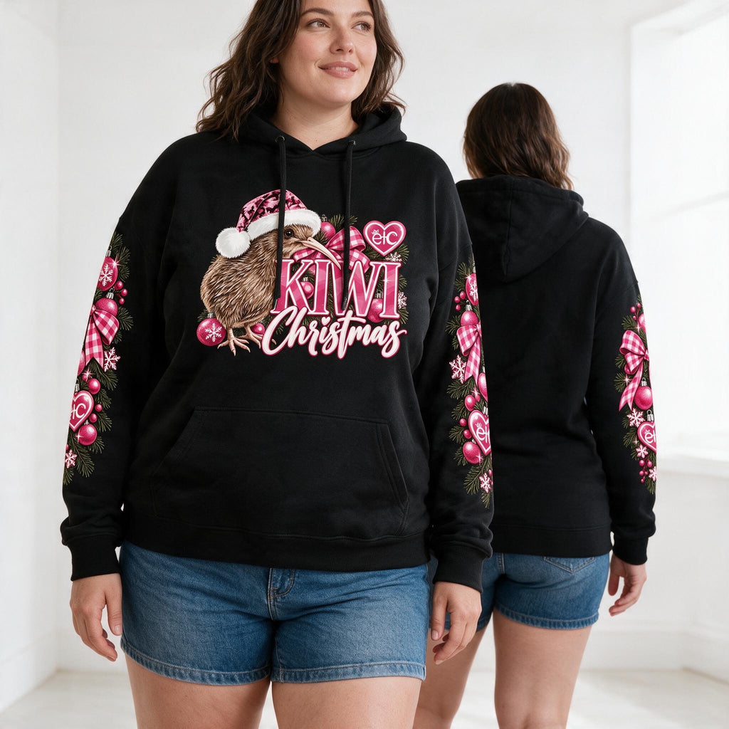ETC Kiwi Christmas Black Cotton Hoodie