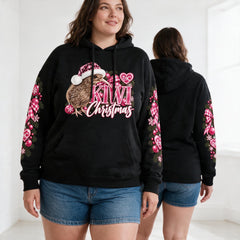 ETC Kiwi Christmas Black Cotton Hoodie