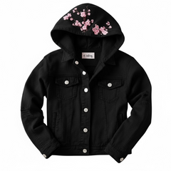 Etc Cherry Blossom Black Denim Jacket