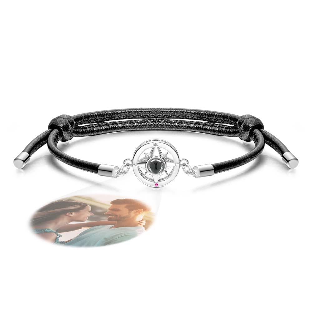 Black Rope Projection Bracelet Compass for Men, Trendy Gift.