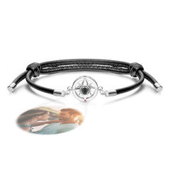 Black Rope Projection Bracelet Compass for Men, Trendy Gift.