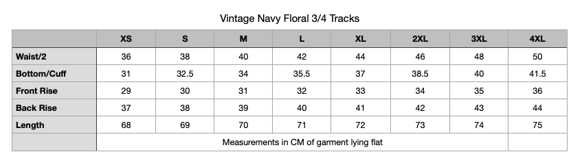 Vintage Navy Floral 3/4 Tracks
