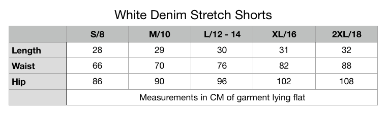 ETC White Denim Stretch Shorts