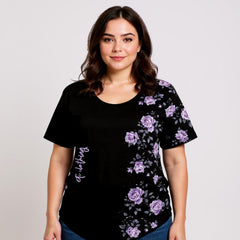 ETC spring fleurs violettes tee