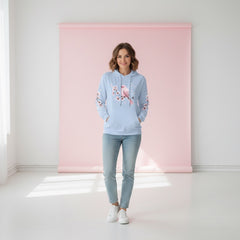ETC Baby Blue - Pink Blossom Cotton Hoodie