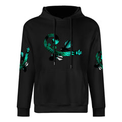 ETC Teal Fantail Fern Cotton Black Hoodie