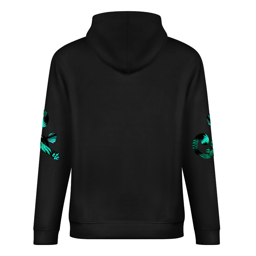 ETC Teal Fantail Fern Cotton Black Hoodie