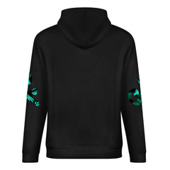 ETC Teal Fantail Fern Cotton Black Hoodie